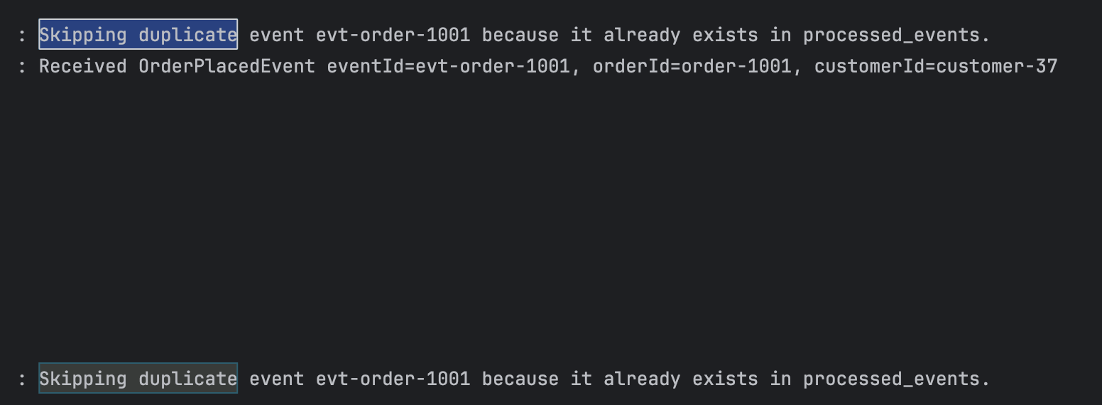 With idempotency enabled, the reward ledger contains only one row